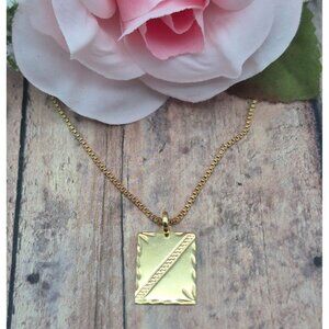 Child of Wild Luca Pendant Necklace 18K Gold Overlay Box Chain Etched Unisex